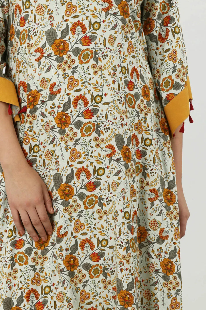 Olive Green Kurti with Flared Sleeves