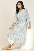 Light Grey Rayon Dobby Handwork A-Line Kurti