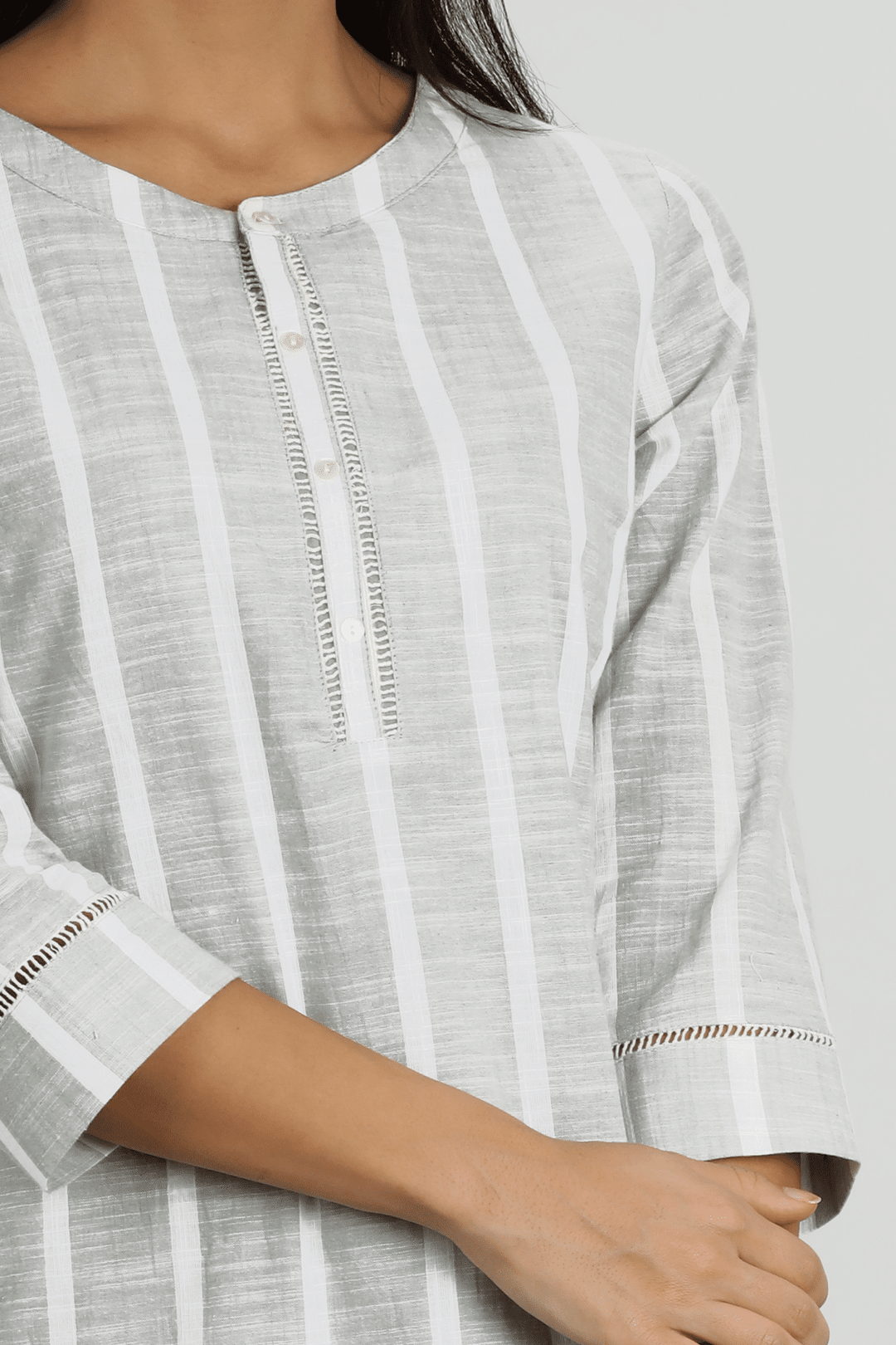 Light Grey Striped Kurti