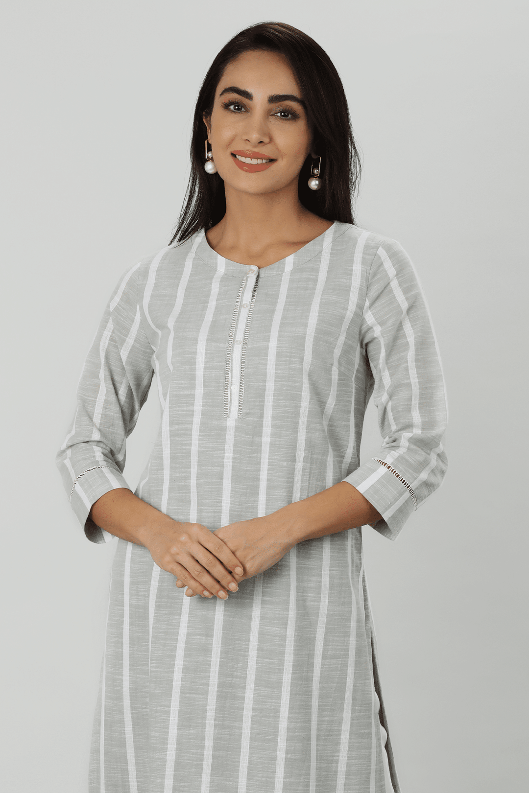 Light Grey Striped Kurti