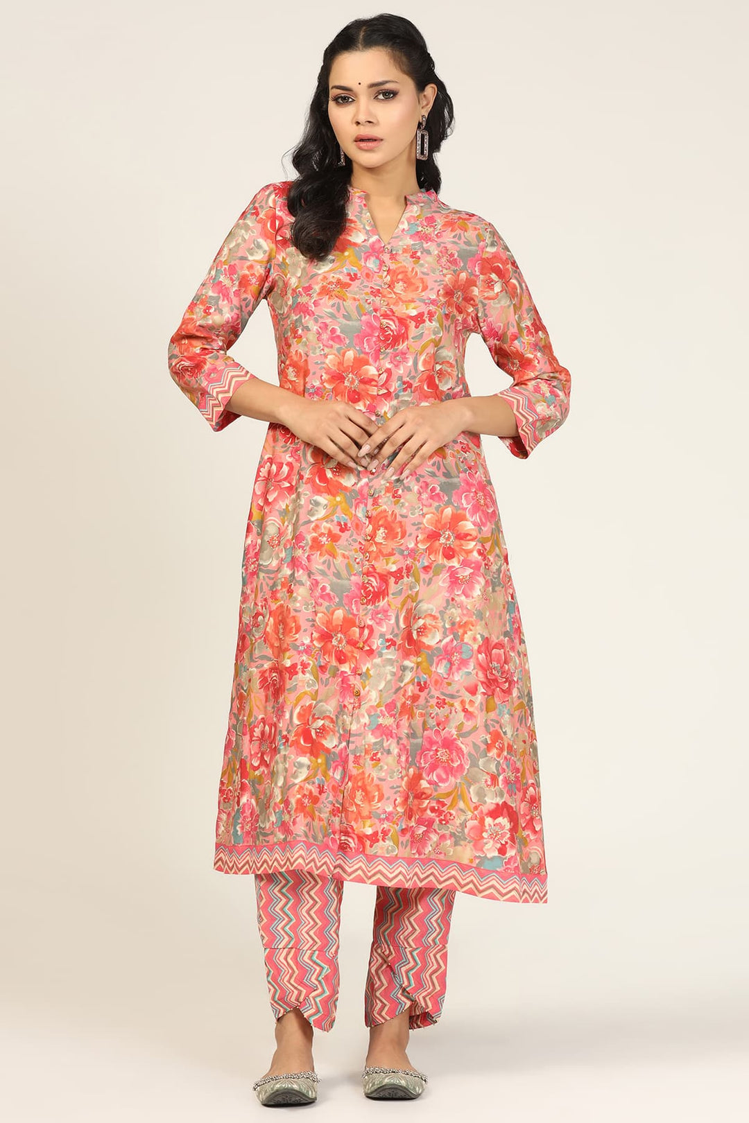 Pink Hand-Worked Poly Modal Palazzo