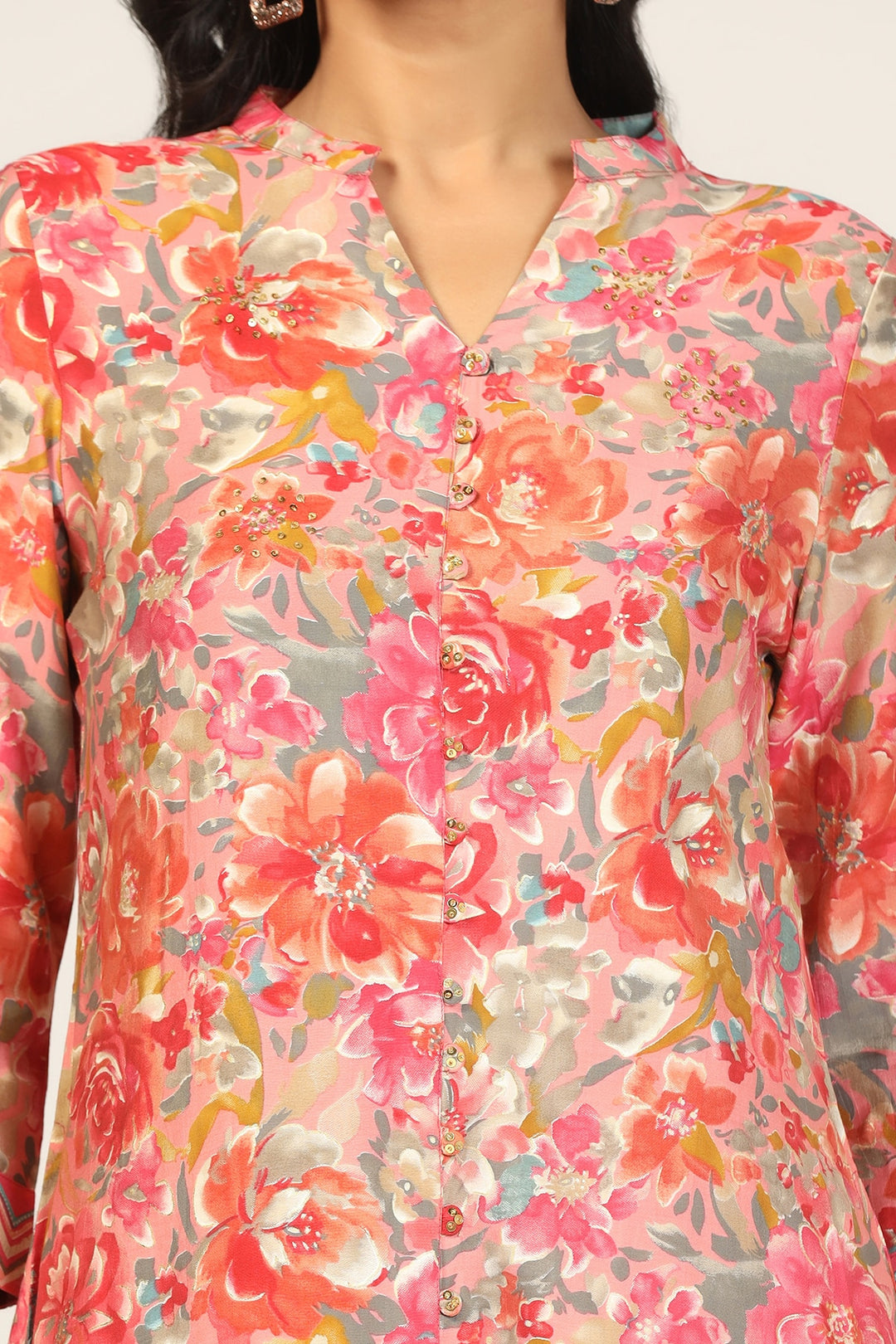 Pink Fusion Mandarin Kurti