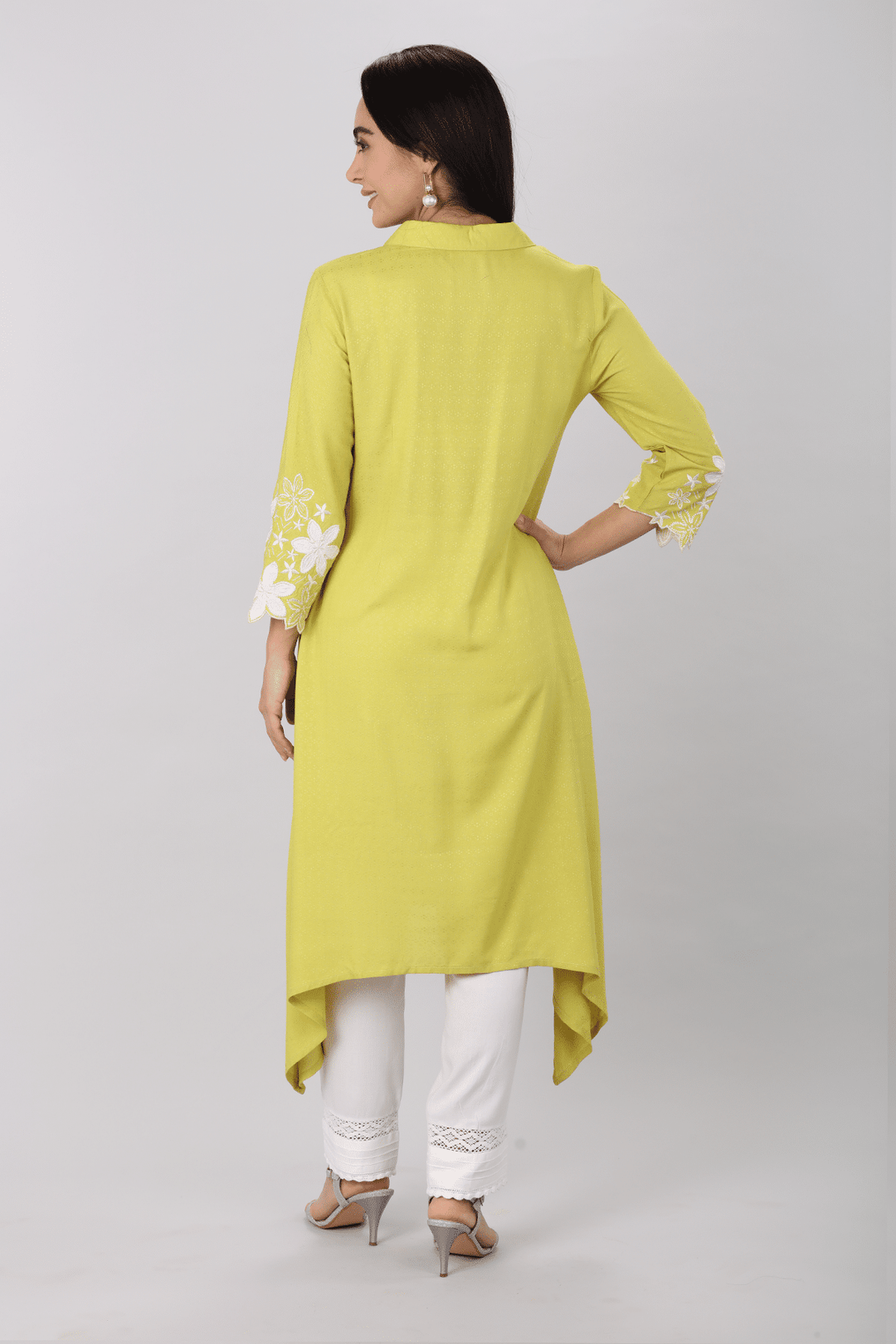 Embroidered Green Dobby