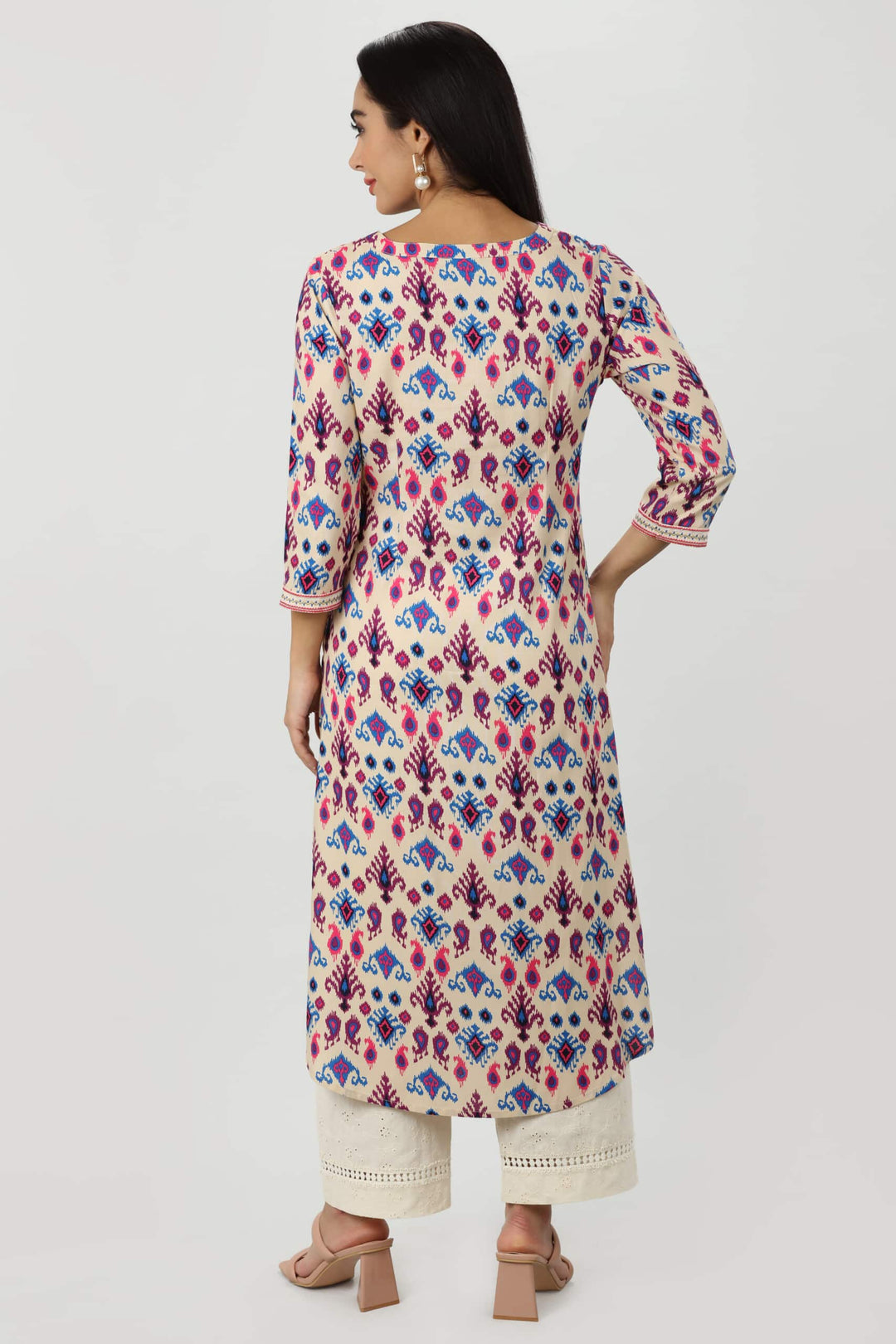 Purple Embroidered Rayon Kurti