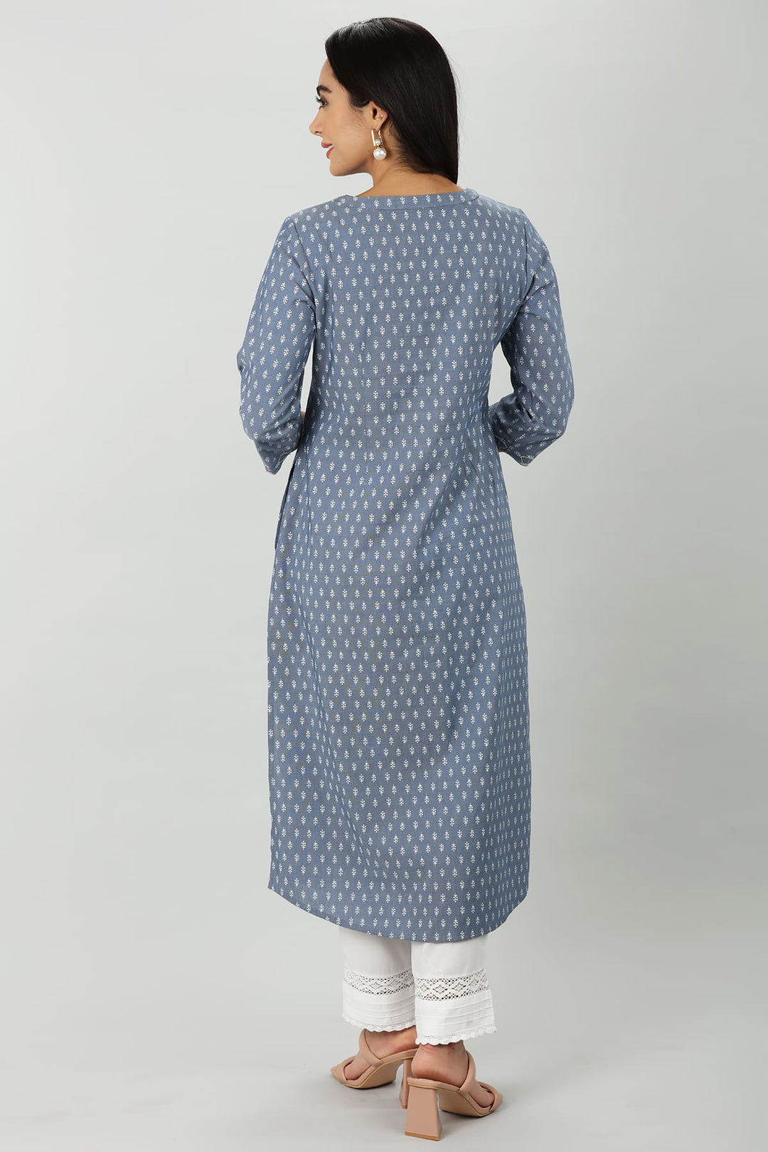 Blue Chambray Embroidered Kurti