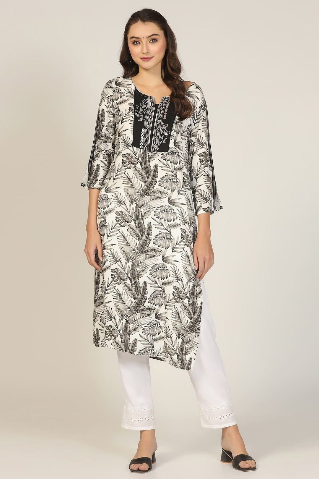 White Rayon Regular Solid Palazzo