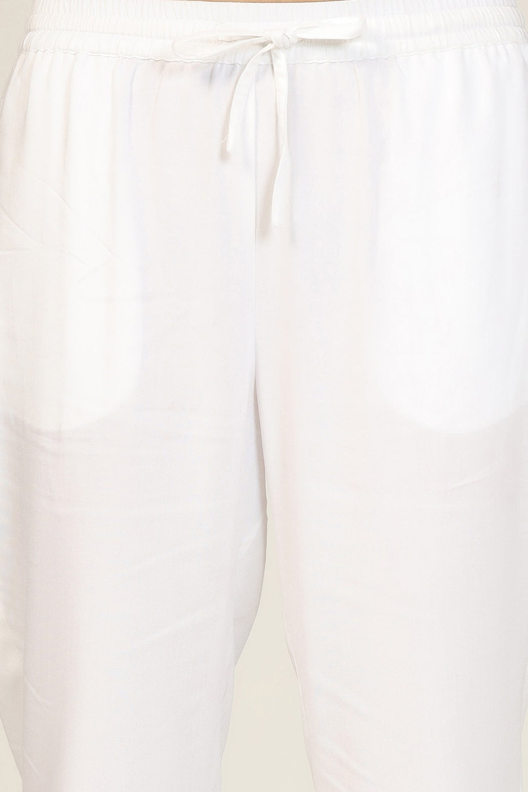 White Rayon Regular Solid Palazzo
