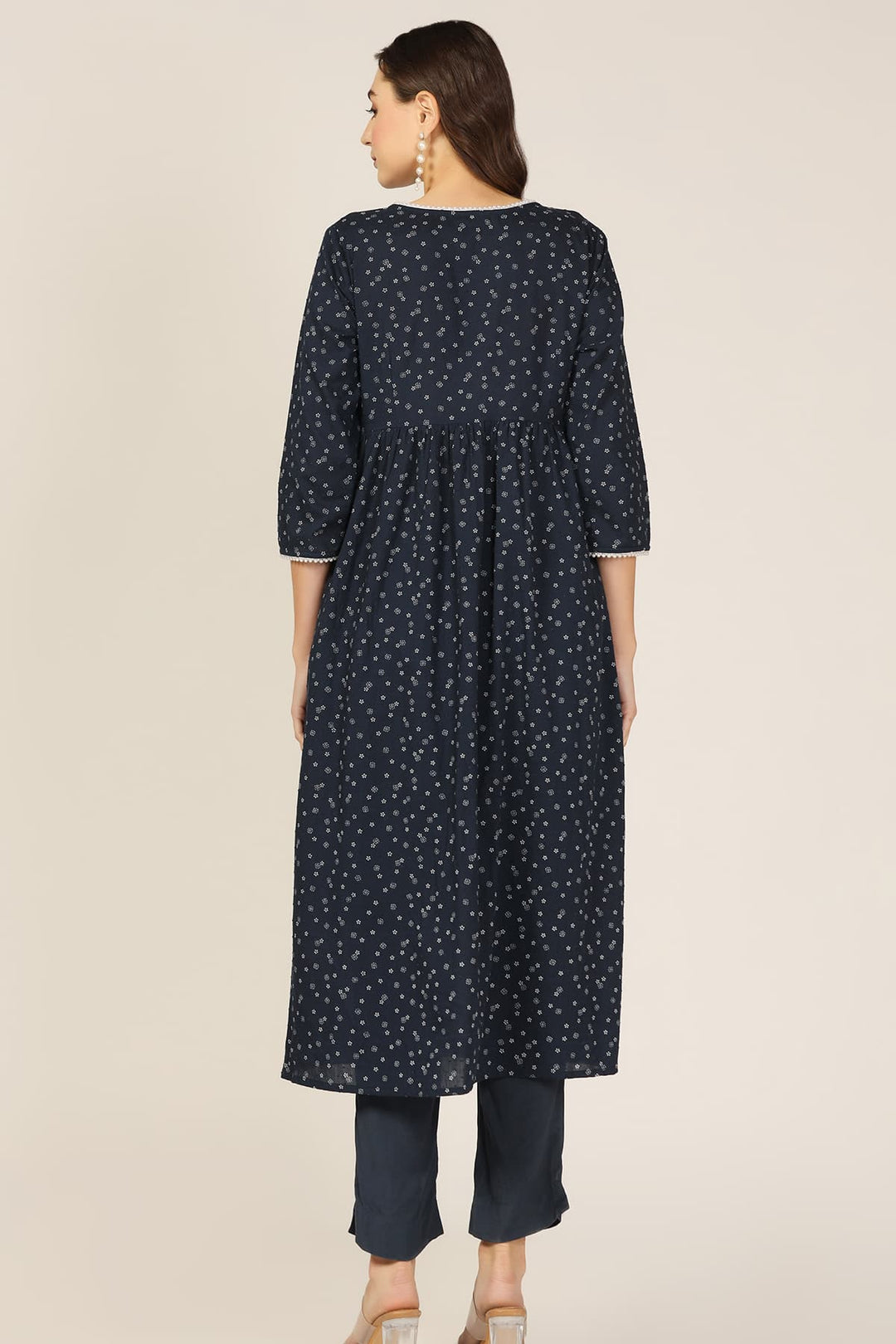 Blue Bliss Rayon Dobby V-Neck Kurti