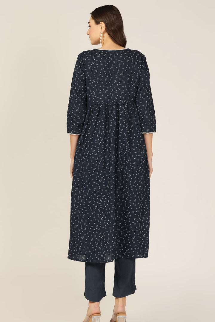 Blue Bliss Rayon Dobby V-Neck Kurti