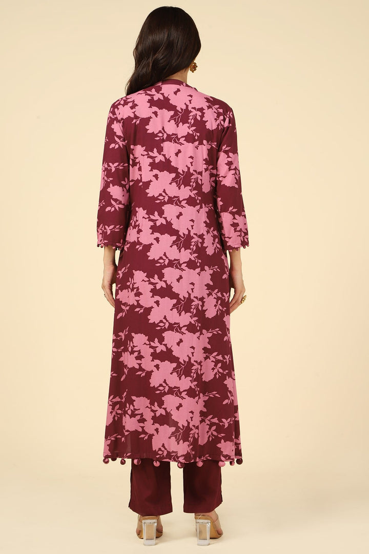 Pink Printed High Low Kurti