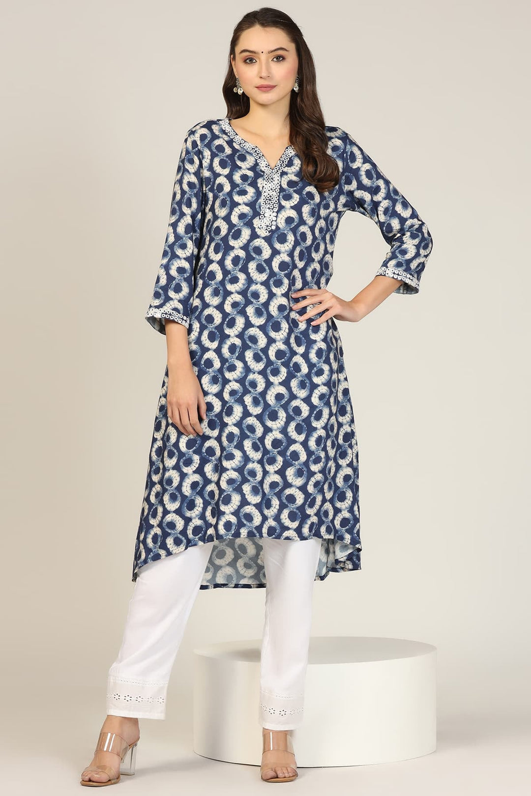 Indigo Blue Rayon A-Line Kurti