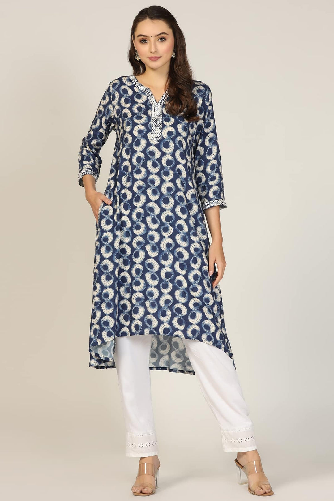 Indigo Blue Rayon A-Line Kurti