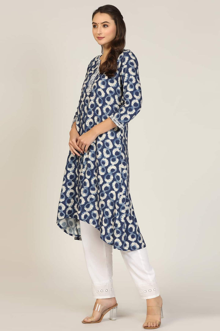Indigo Blue Rayon A-Line Kurti