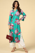 Forest Green Viscose Linen Kurti