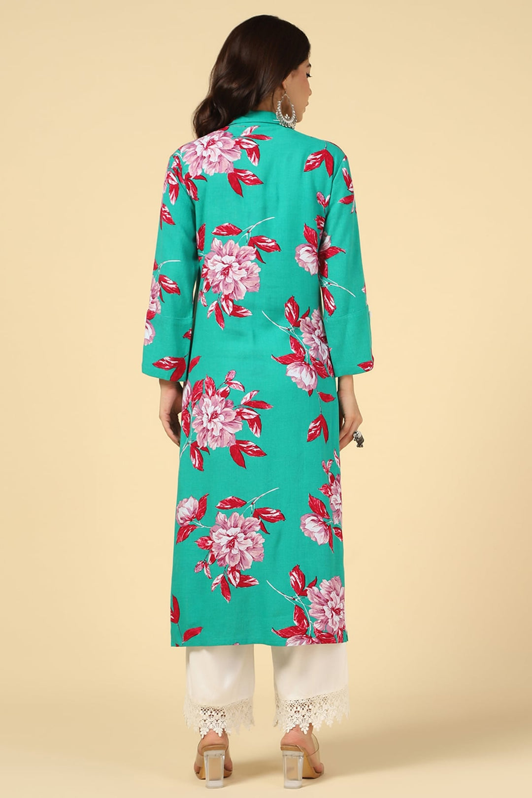 Forest Green Viscose Linen Kurti