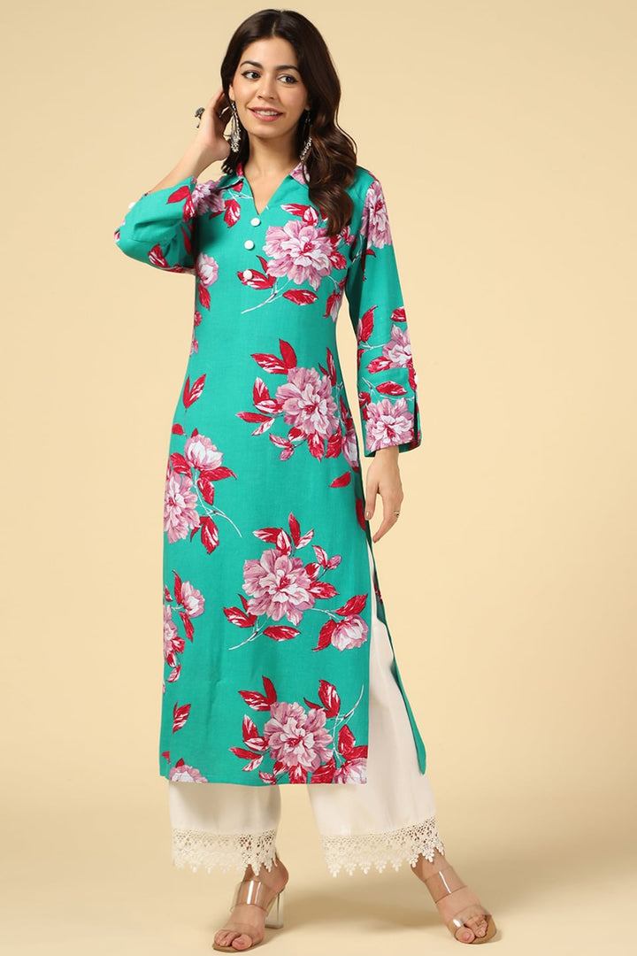 Forest Green Viscose Linen Kurti