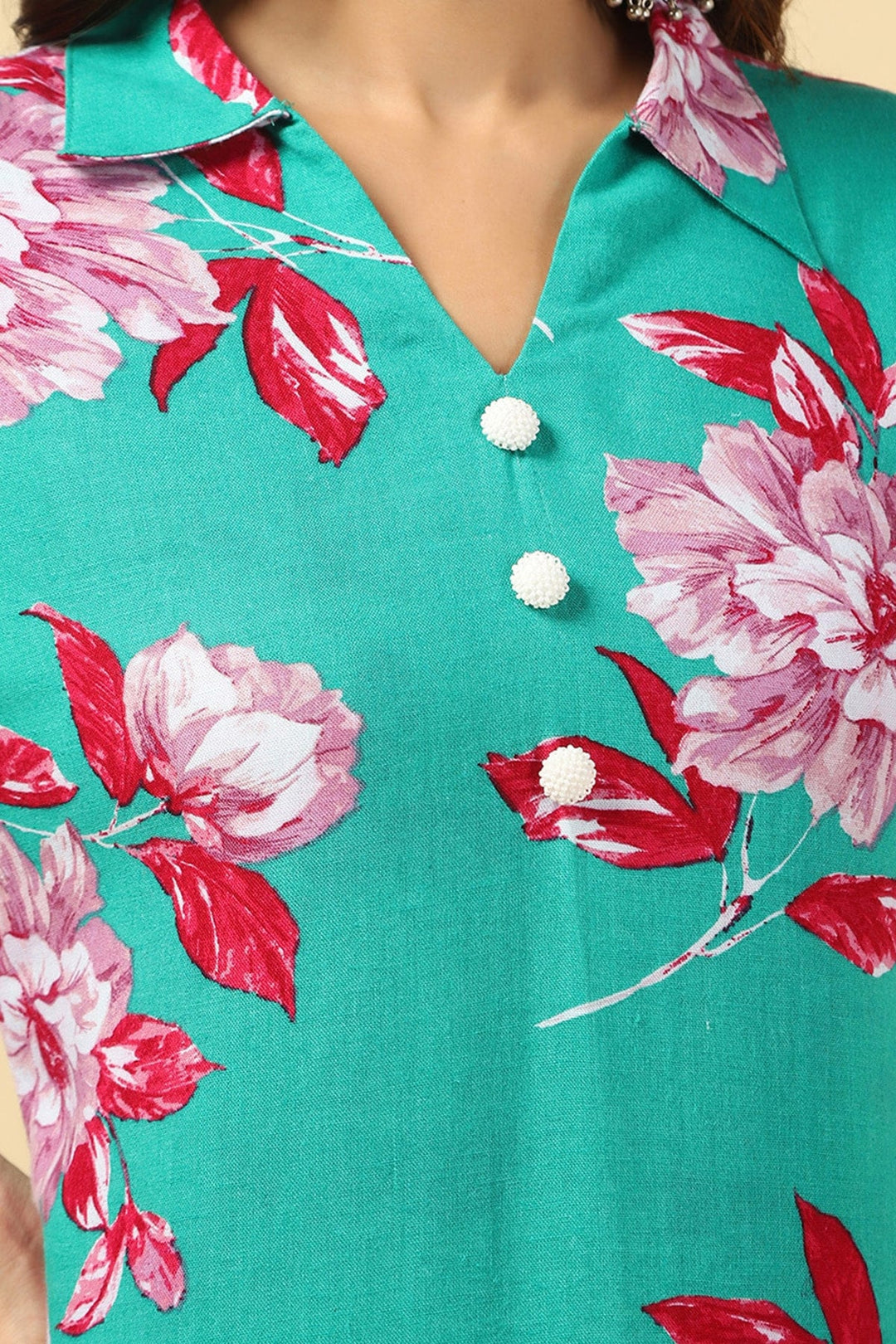 Forest Green Viscose Linen Kurti