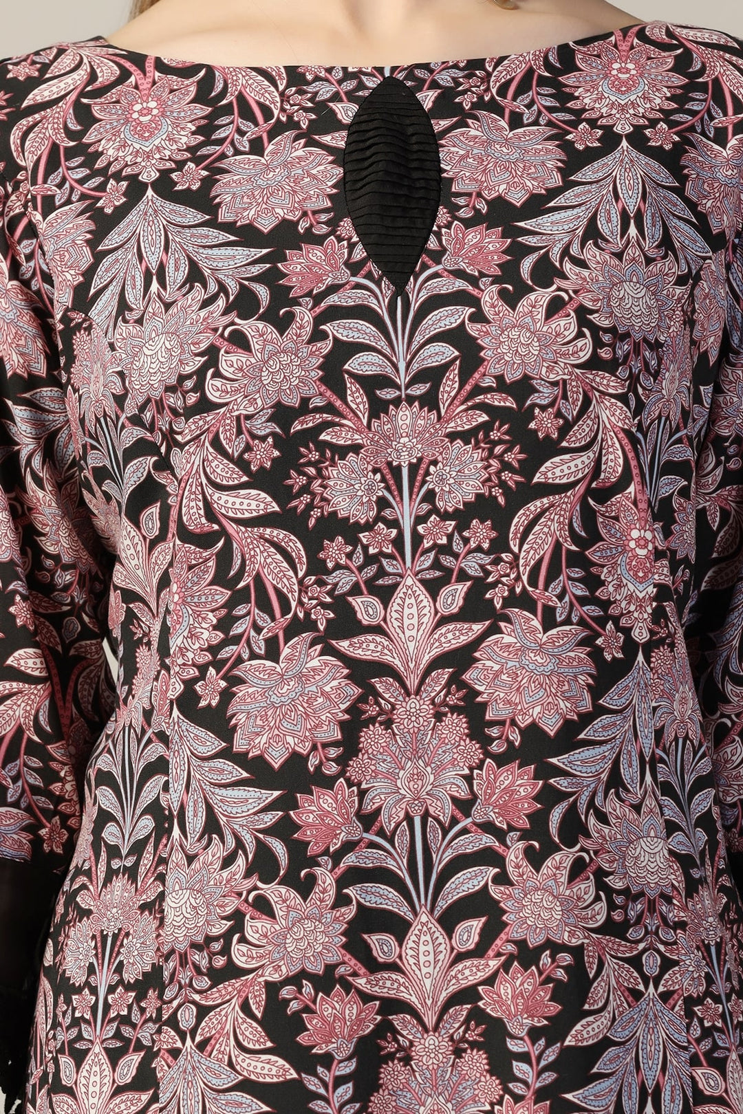 Black Printed Rayon Kurti
