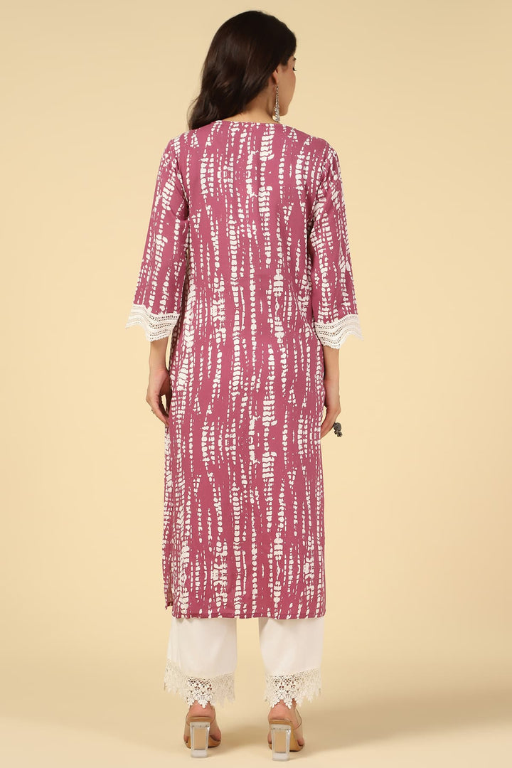 Onion Colour Printed Rayon Kurti
