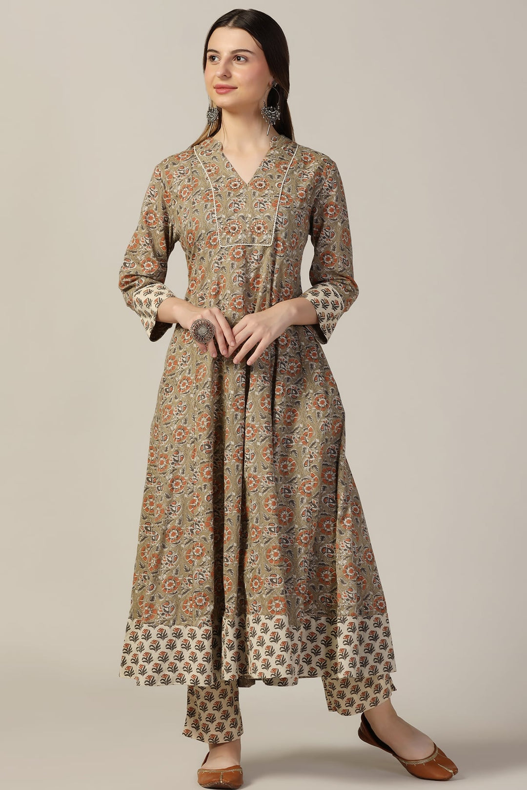 Sage Green Printed Cotton Cambric Kurti
