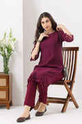 Magenta Nalina Silk Kurti with Lace Detailing