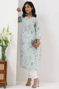 Sage Green Printed Rayon Kurti with 3/4th Sleeves