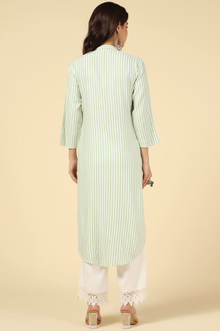 Green Printed Rayon Twill Kurti