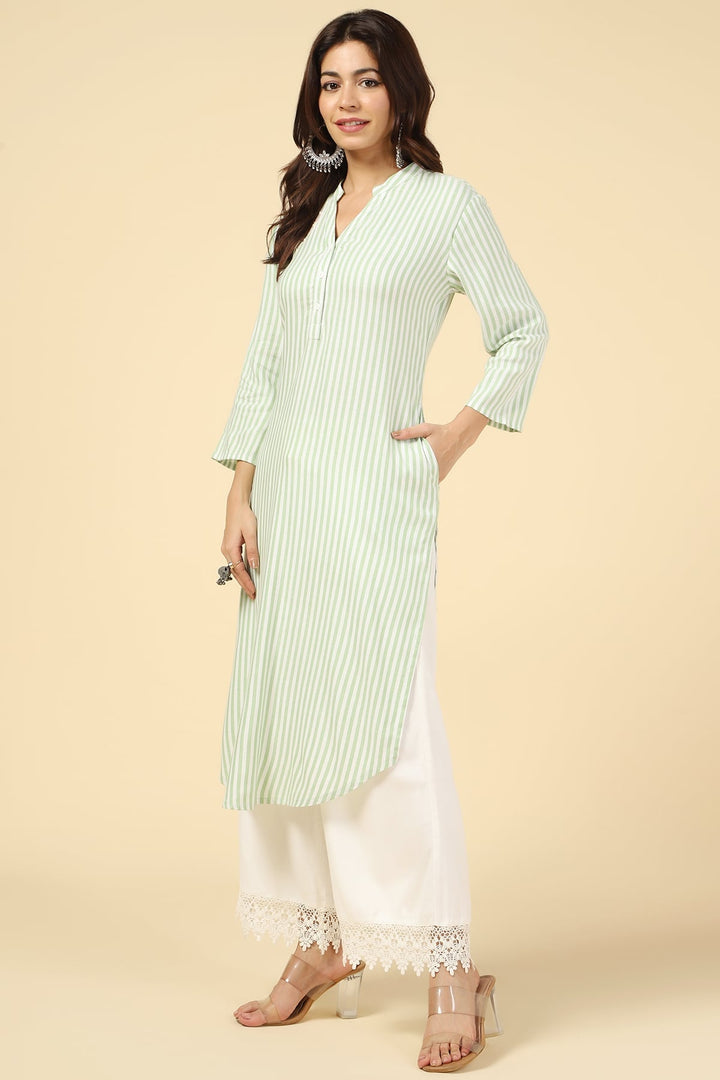 Green Printed Rayon Twill Kurti
