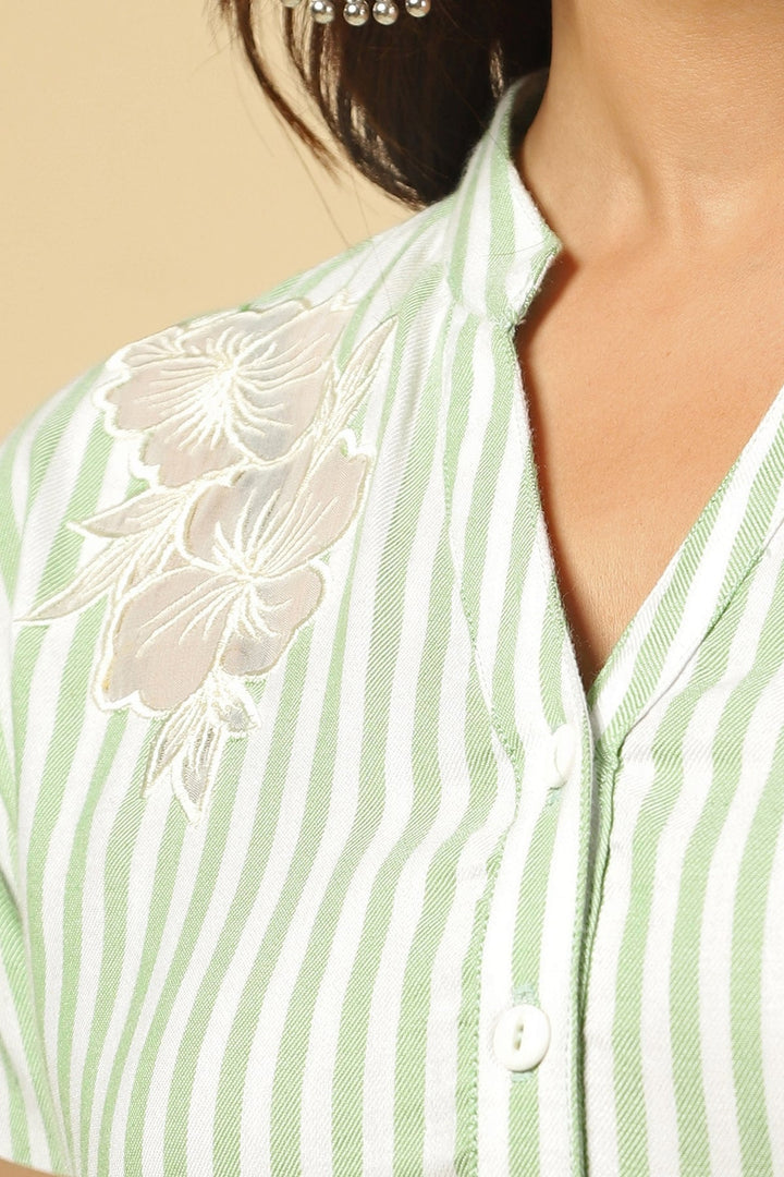 Green Printed Rayon Twill Kurti