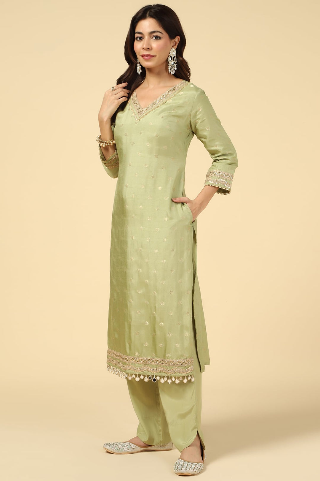 Green Emerald Elegance Festive Kurti