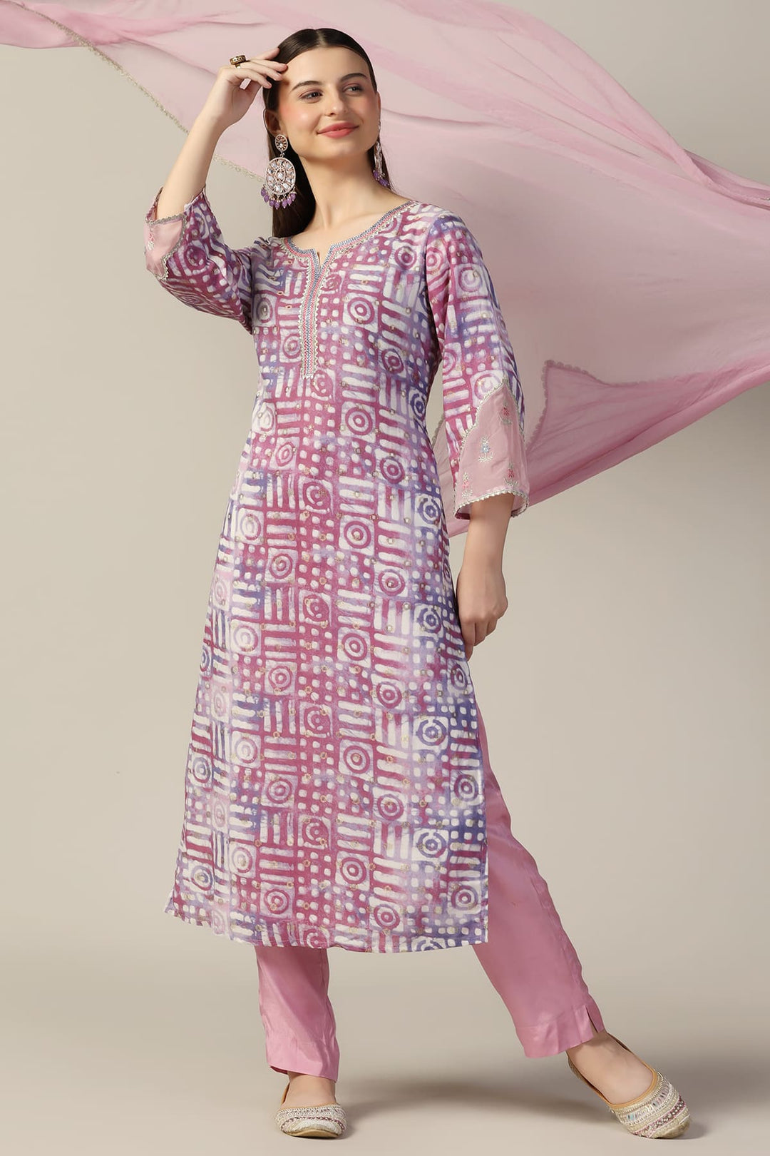 Onion Colour Viscose Chiffon Dupatta