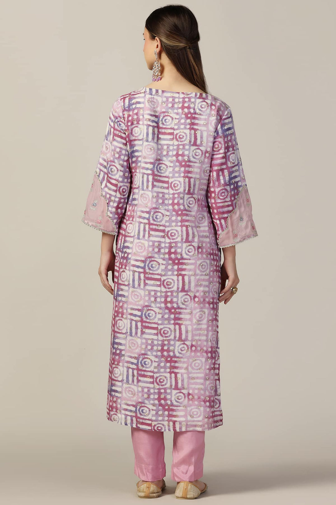 Pink Printed Sushi Voil Brocade Kurti