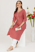 Pink Pashmina Embroidered Winter Kurti