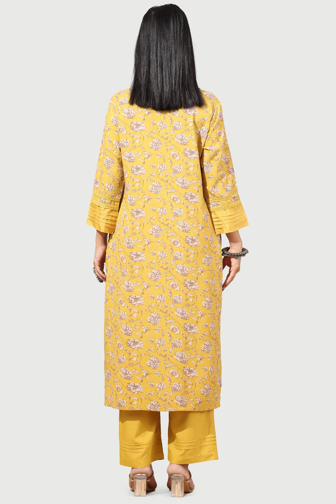 Pintuck Yellow Rayon Kurti