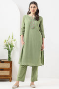 Forest Green Embroidered Crepe Kurti