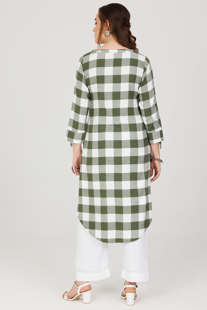 White Winter Kurti in Twill with 3/4th Sleeves