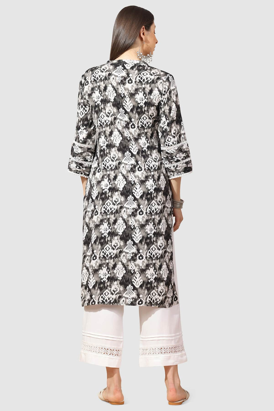 Grey Pintuck Rayon Kurti