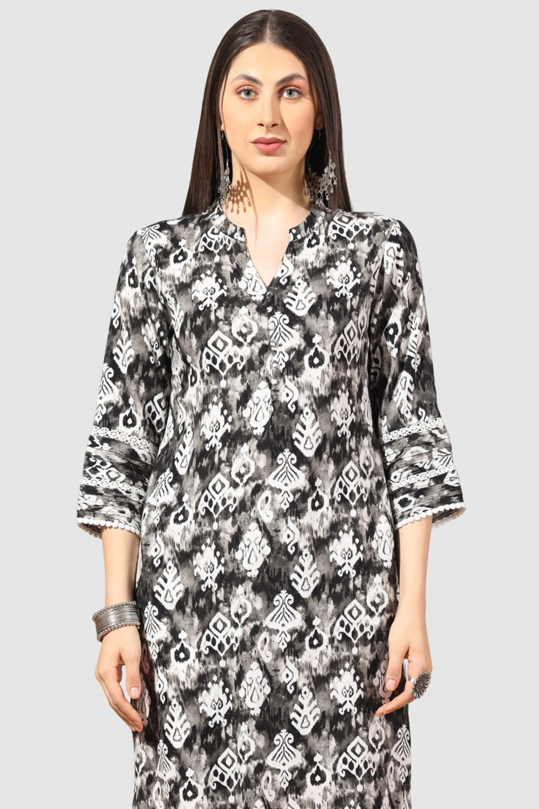 Grey Pintuck Rayon Kurti