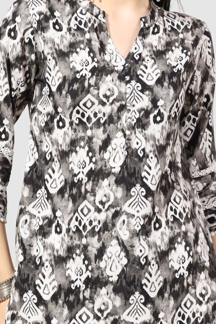 Grey Pintuck Rayon Kurti