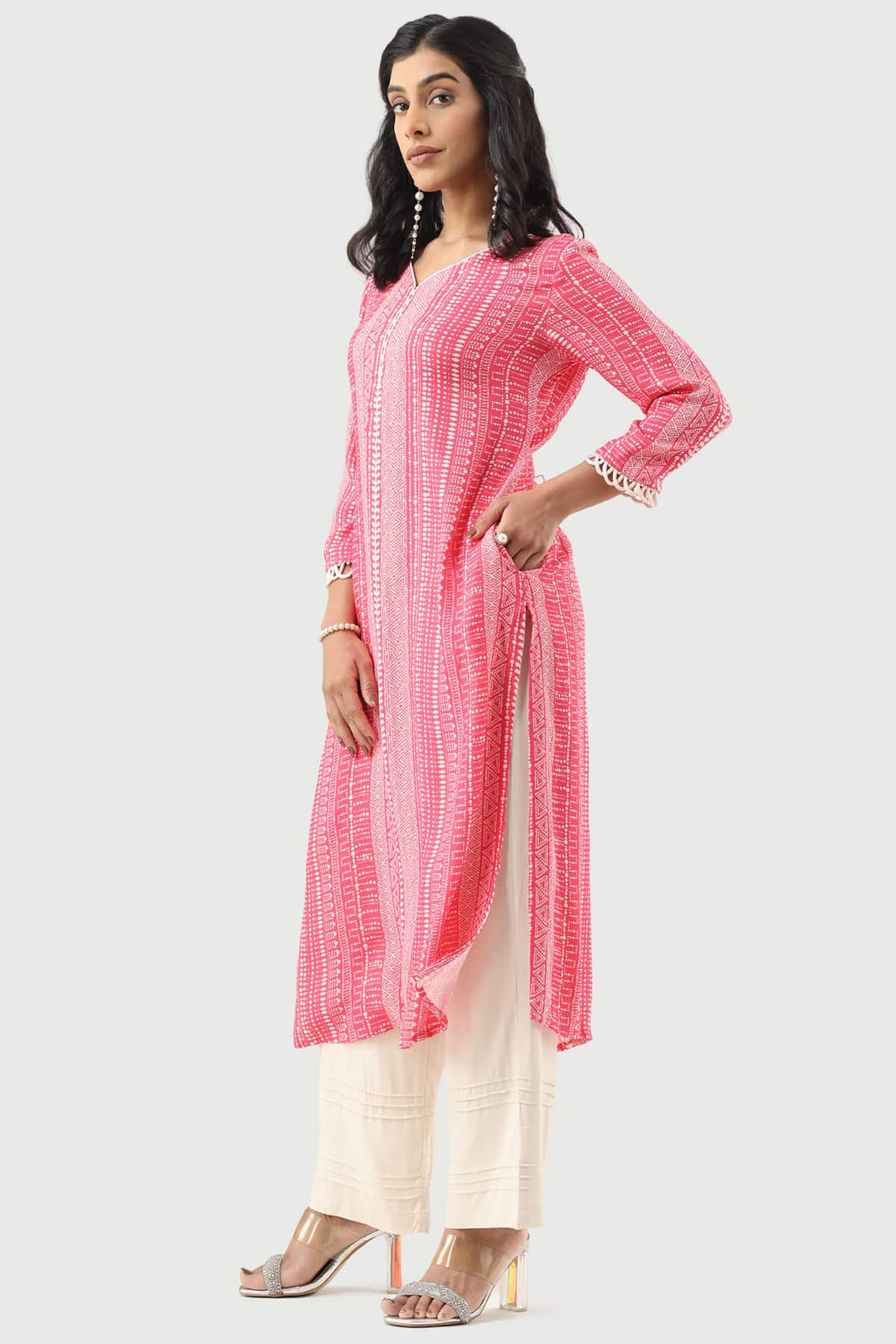 Cream Viscose Twill Palazzo with Regular Fit