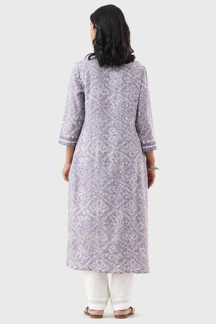 Lavender Printed Rayon Kurti