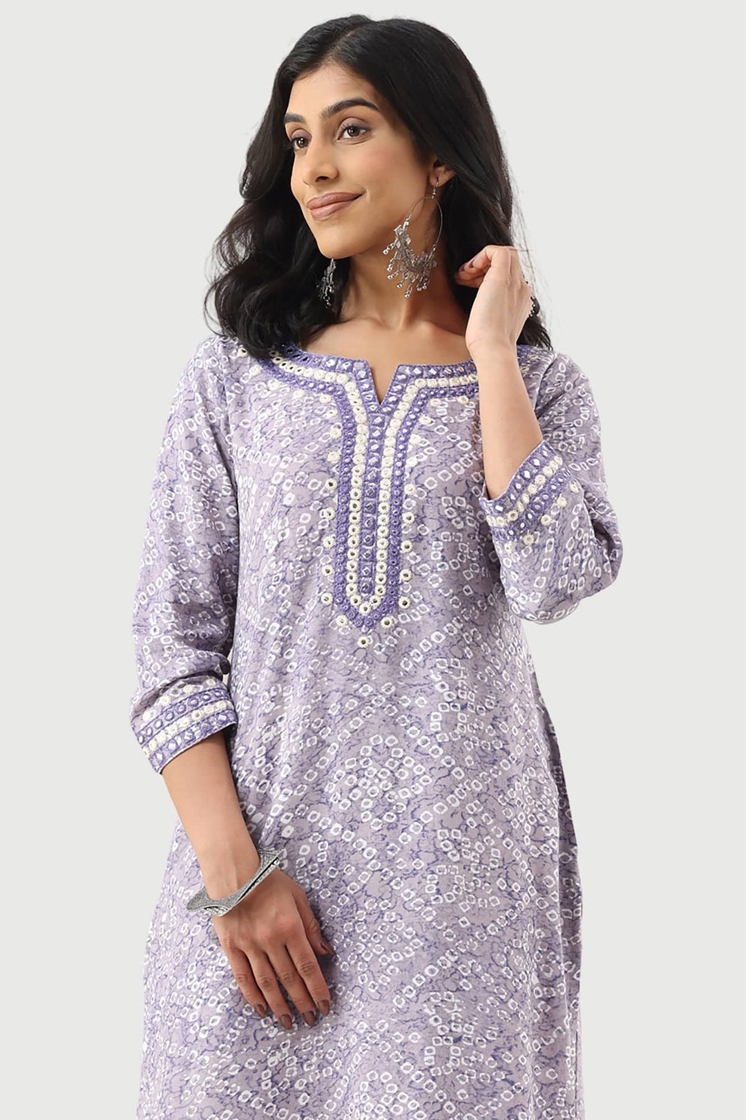 Lavender Printed Rayon Kurti