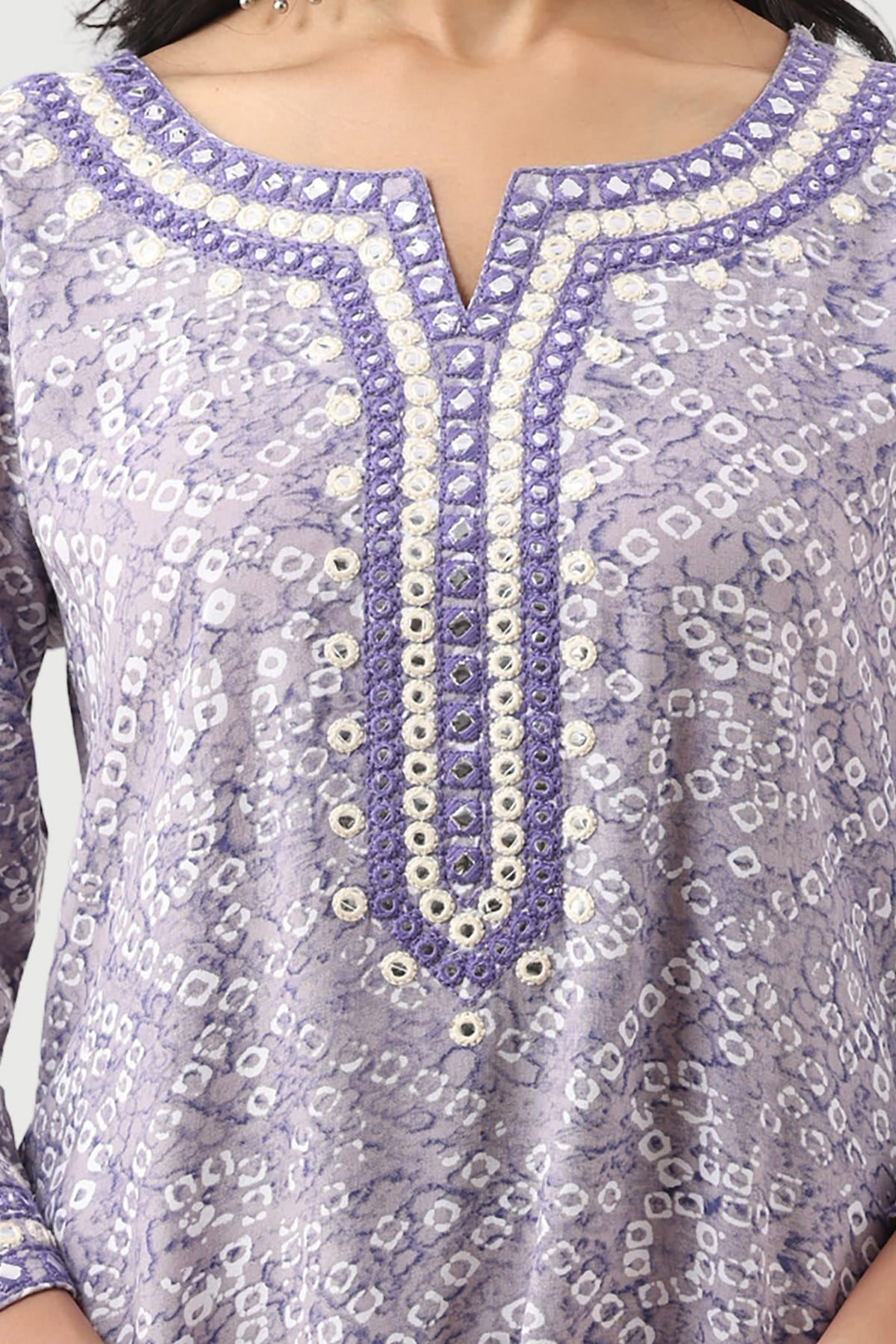Lavender Printed Rayon Kurti