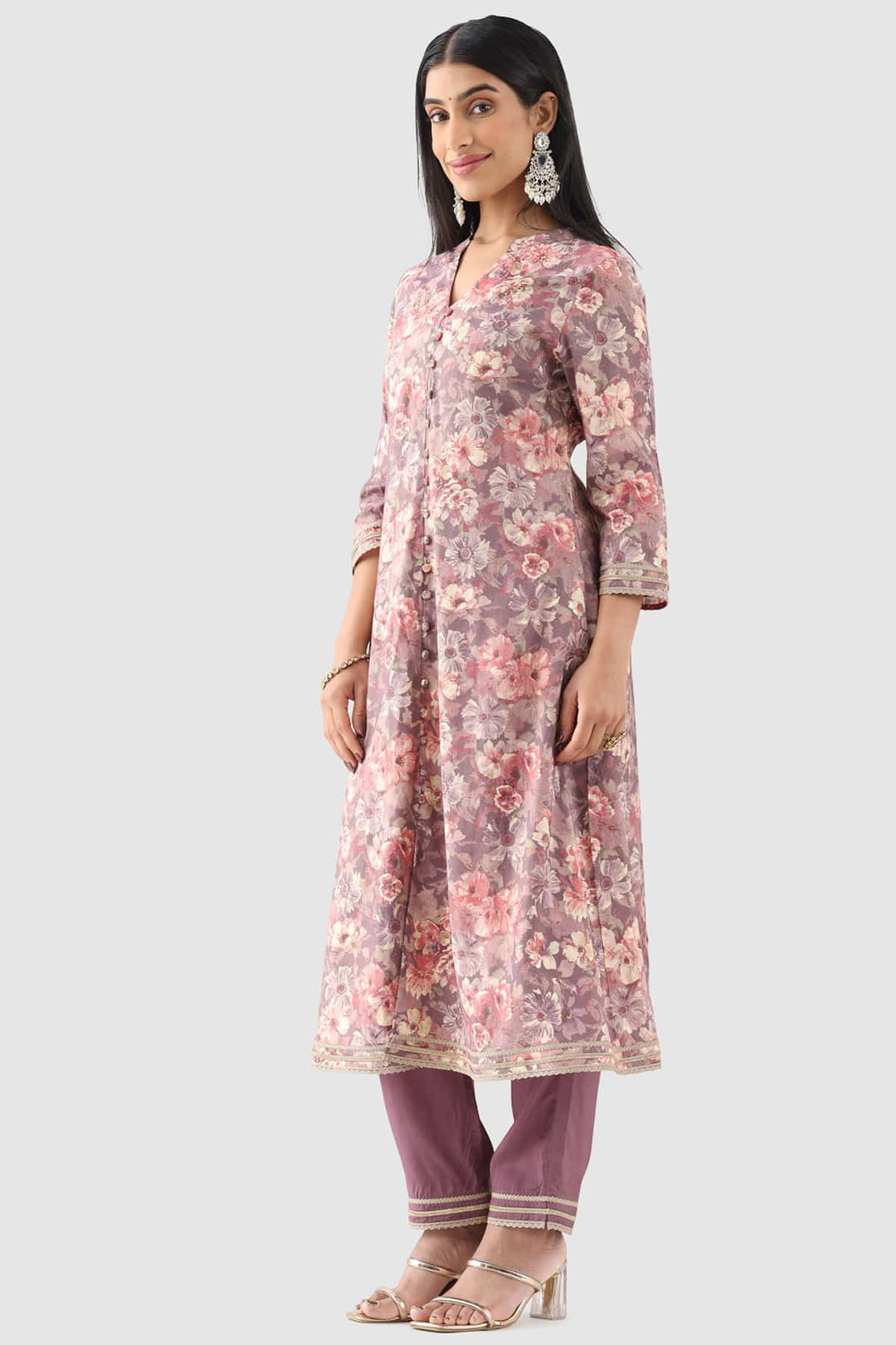 Mauve Solid Ensemble Palazzo