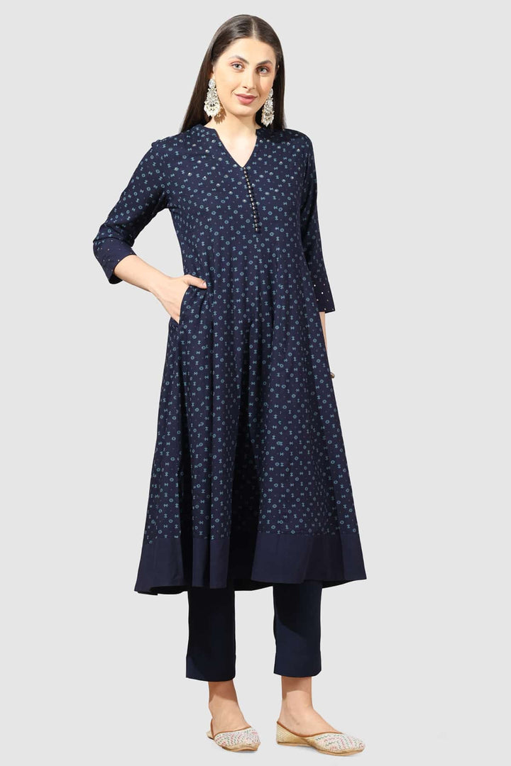 Blue Solid Viscose Twill Palazzo