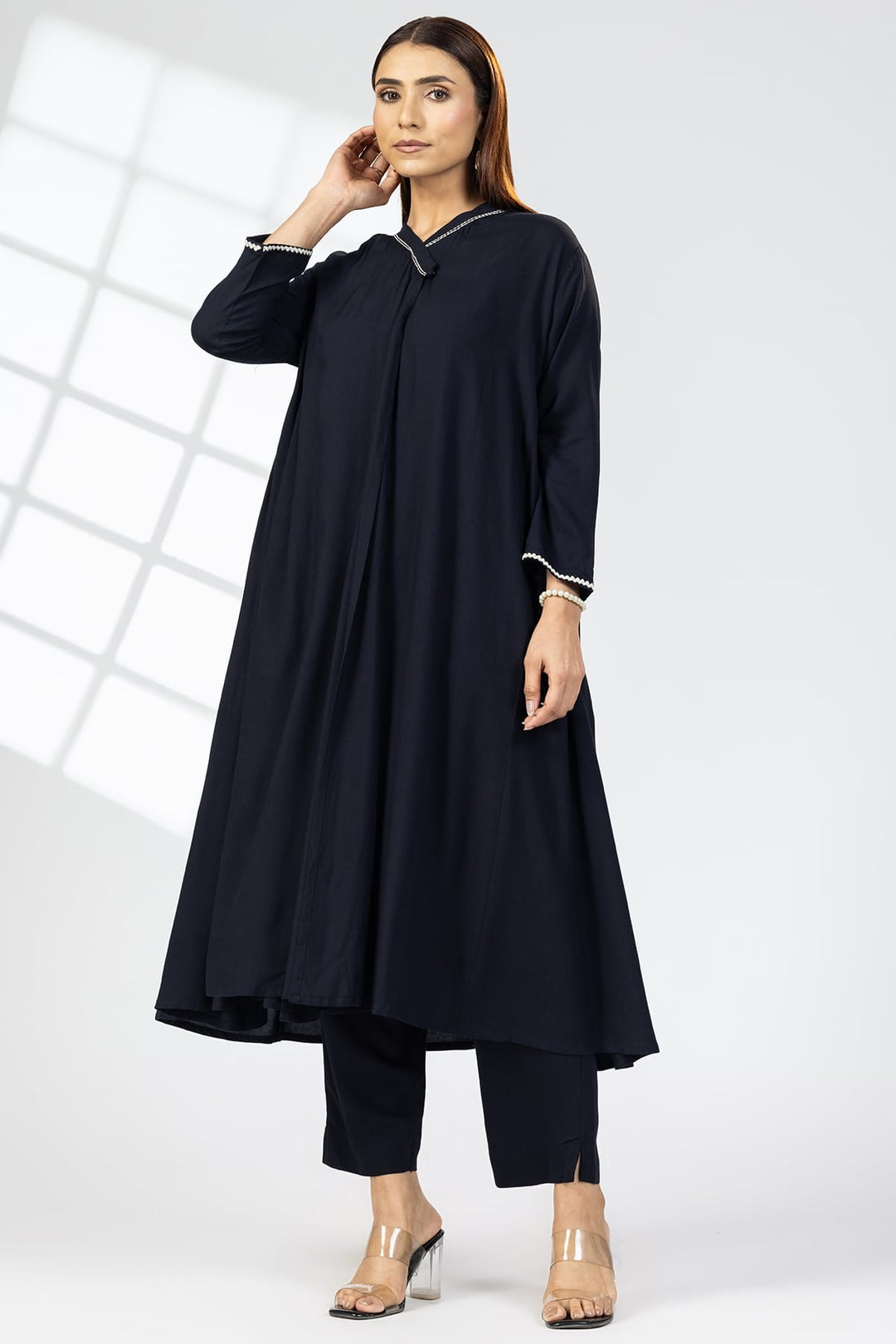 Solid Black Rayon Palazzo