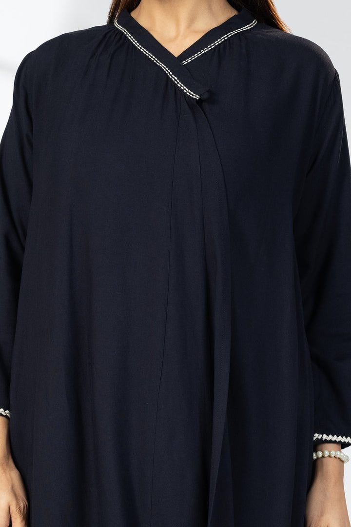 Black Rayon Embroidered Choga Style Kurti