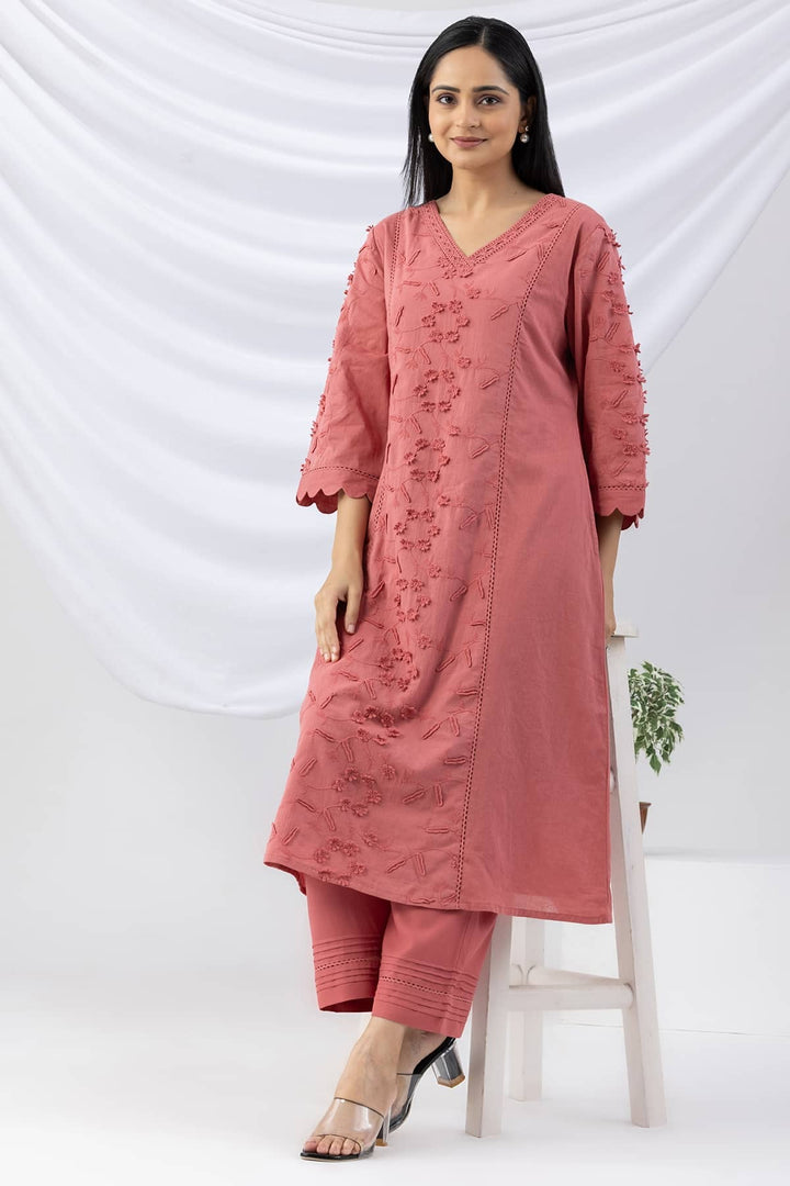 Pink Tencel Twill Regular Fit Palazzo