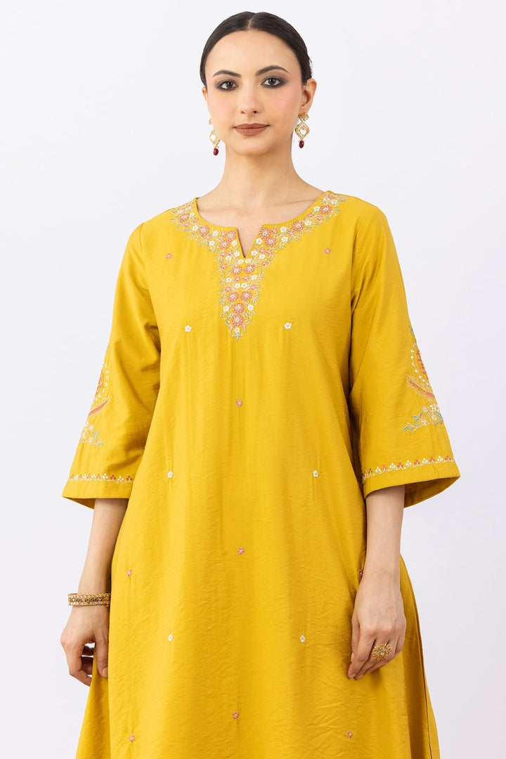 Mustard Yellow Kurta Set For Women