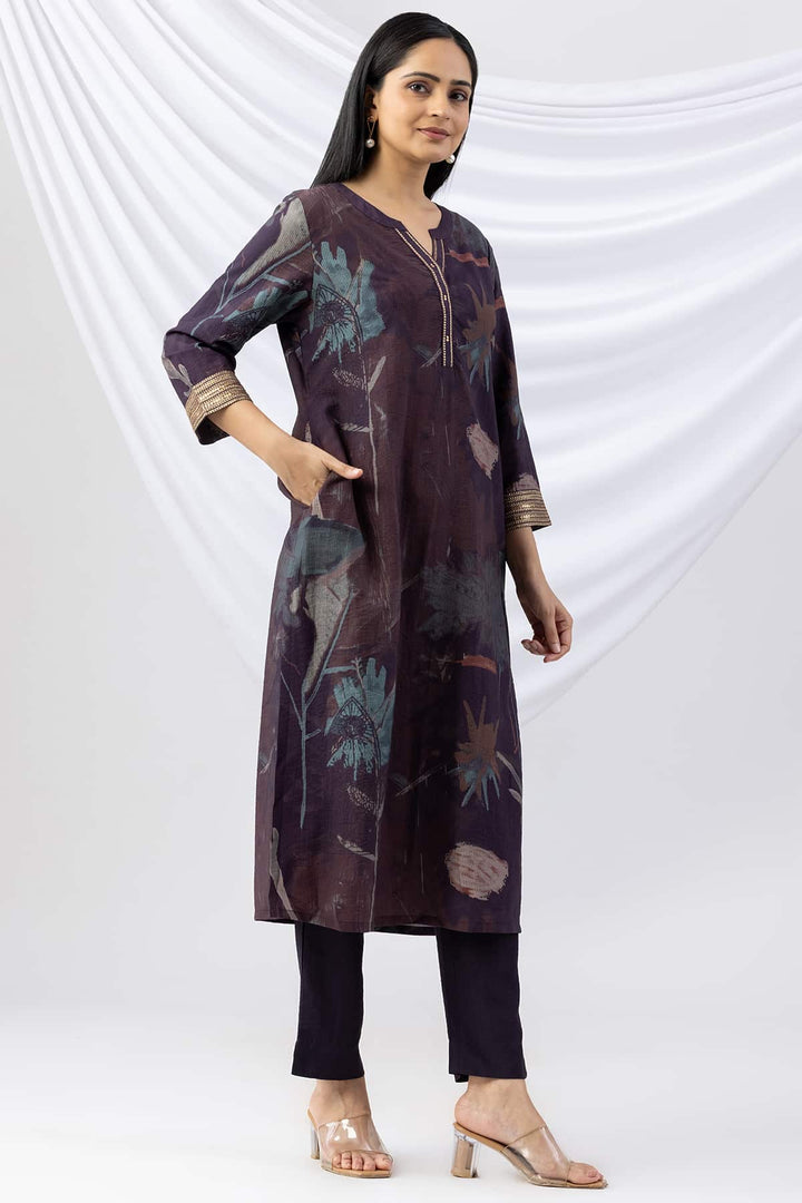 Purple Solid Palazzo with Regular Fit